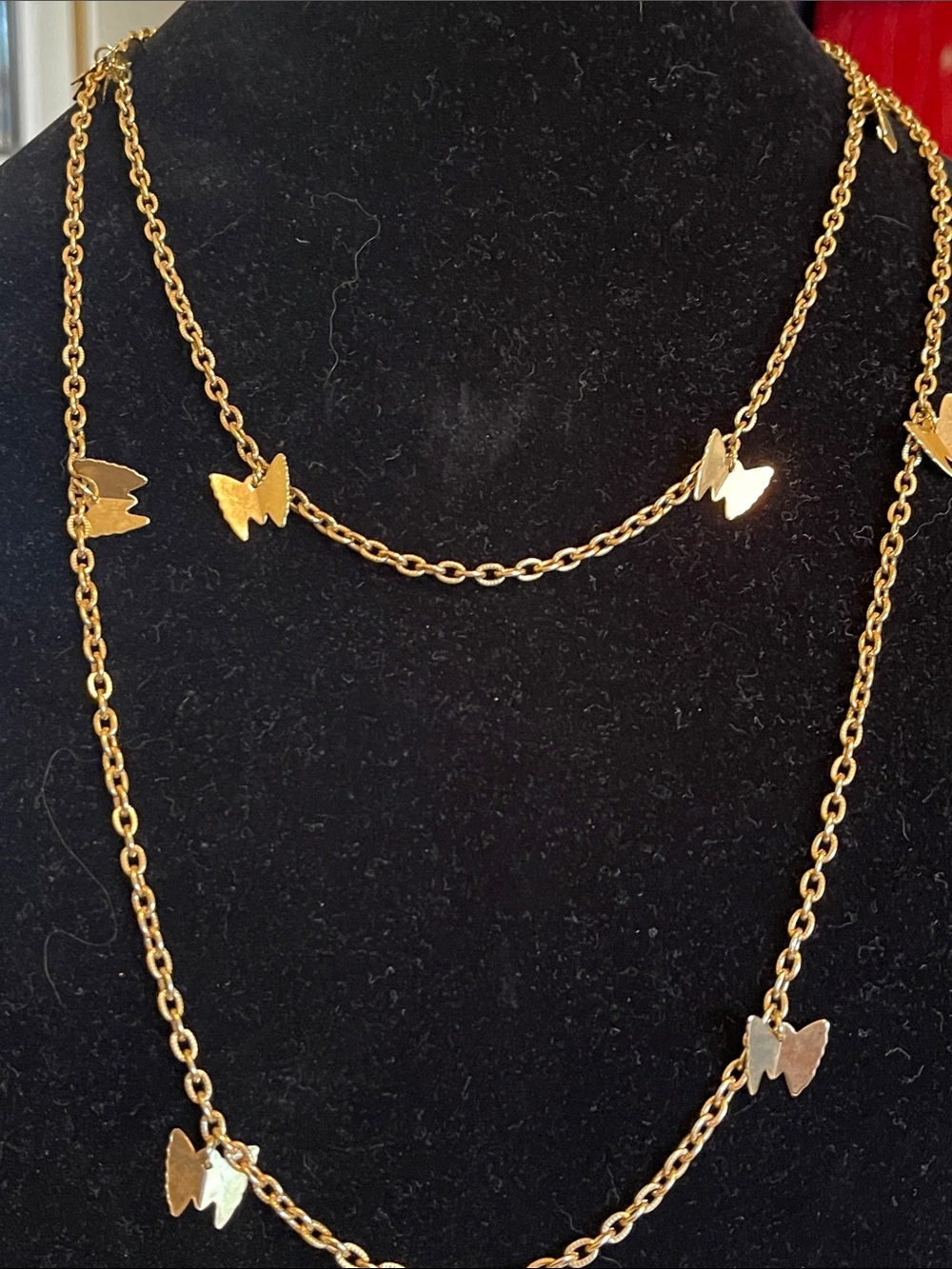 Sarah Coventry Gold Butterfly Double Layer Necklace
